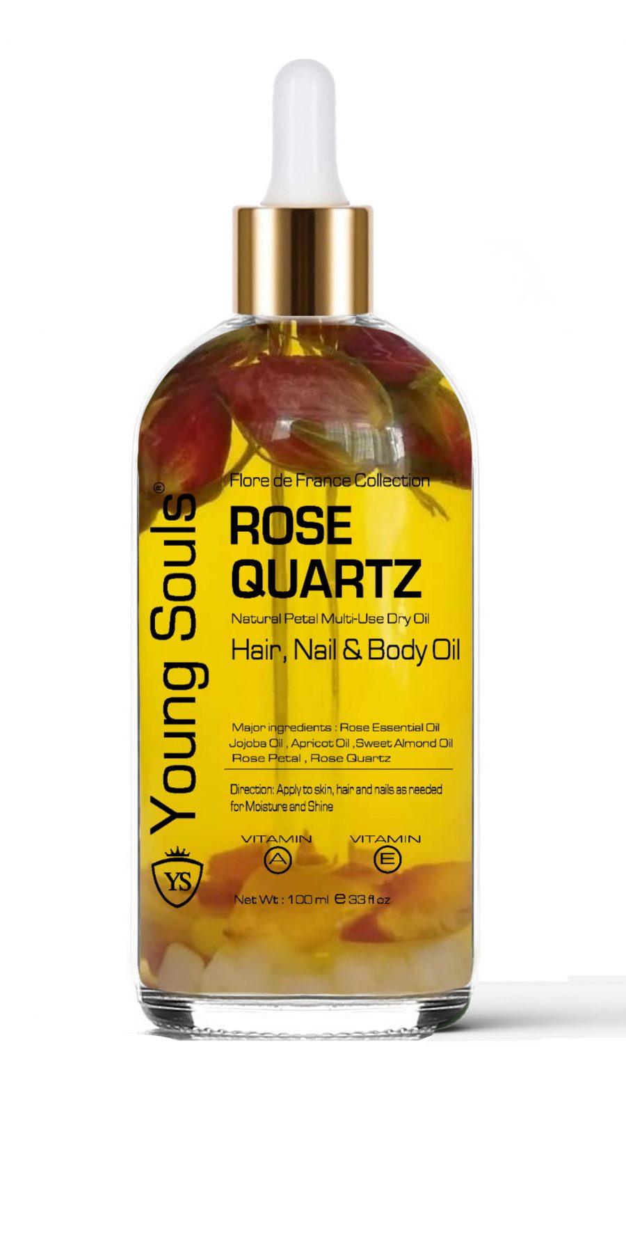 Young Souls Aromaterapi Rose Quartz / Gül Kuvars Multi-Use Dry Oil ( Kuru Yağ ) %100 Pure Natural 100 ml